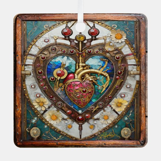 Mechanische Hart Anatomische Steampunk-serie Metalen Ornament (Voorkant)