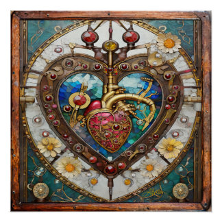 Mechanische Hart Anatomische Steampunk Serie Perfect Poster