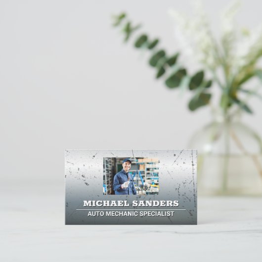 Mechanische houdsleutel | Metalen achtergrond Visitekaartje (Staand voorkant)