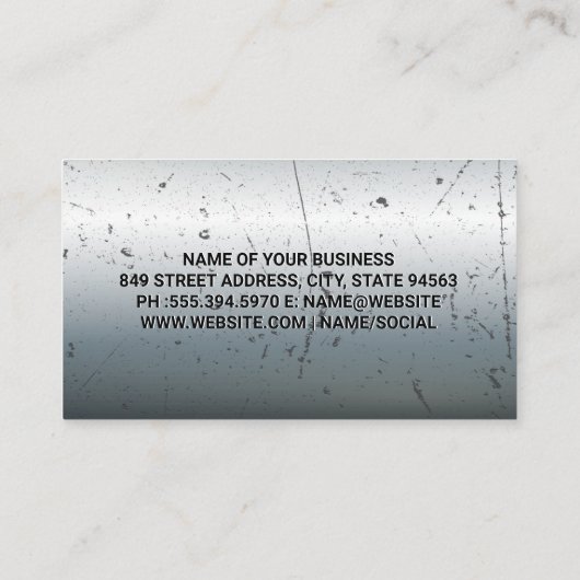 Mechanische houdsleutel | Metalen achtergrond Visitekaartje (Achterkant)