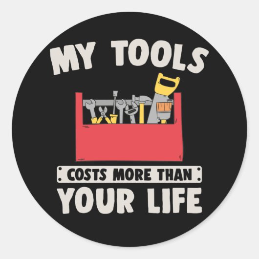 Mechanische Husband Handyman Dad Tools Ronde Sticker (Voorkant)