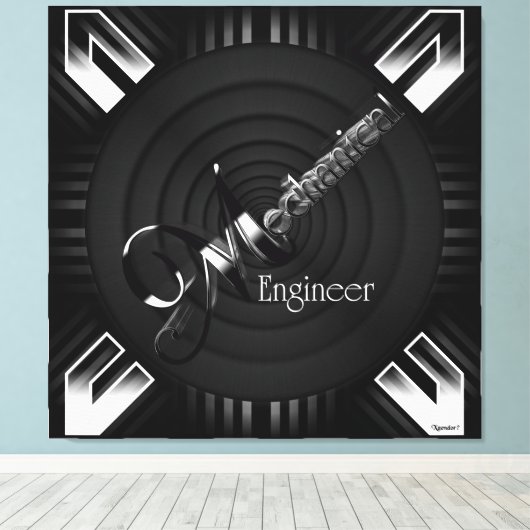 Mechanische ingenieur Deco Flare Canvas Afdruk (Insitu (Houten vloer))