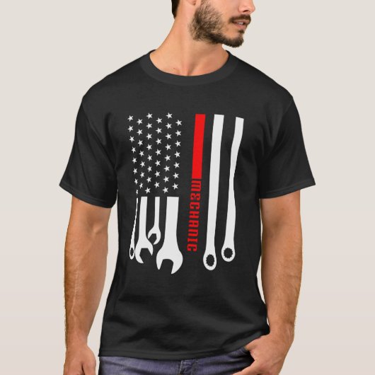 Mechanische ingenieur Mechanisme Garage American F T-shirt (Voorkant)