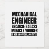 Mechanische ingenieur omdat wonderwerker in een ba wijn etiket (Enkel label)