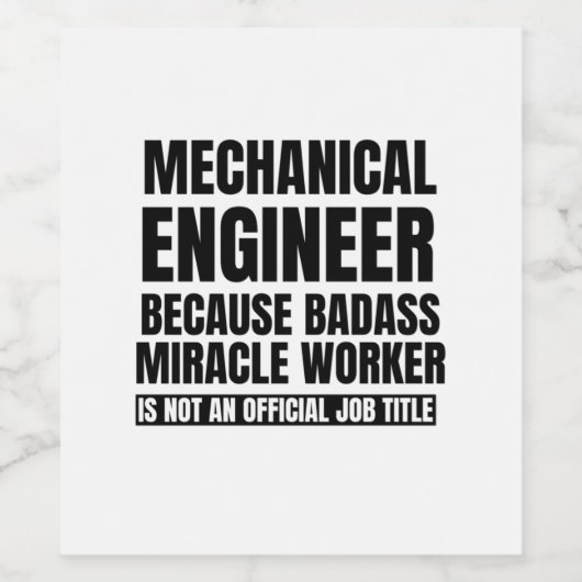 Mechanische ingenieur omdat wonderwerker in een ba wijn etiket (Enkel label)