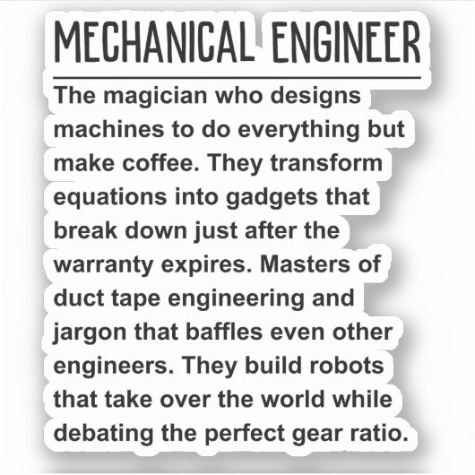Mechanische ingenieur sticker (Voorkant)