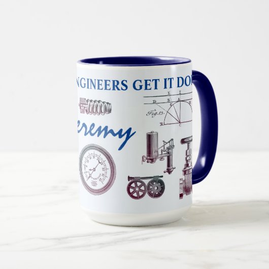 Mechanische ingenieurs doen het. Antiek machines Mok (Voorkant rechts)