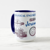 Mechanische ingenieurs doen het. Antiek machines Mok (Voorkant links)