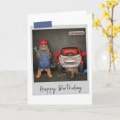 Mechanische katten Funny Birthday-kaart Kaart (Gele Bloem)