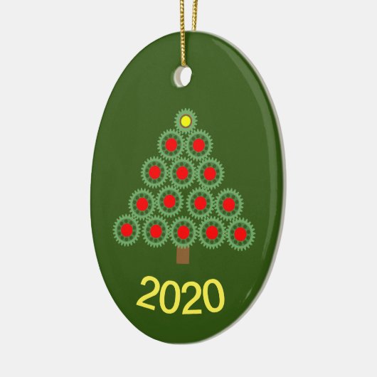 Mechanische kerstboom keramisch ornament (Links)