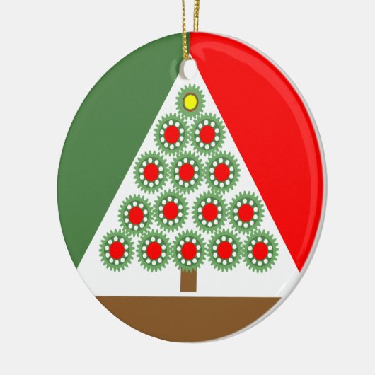 Mechanische kerstboom keramisch ornament (Links)