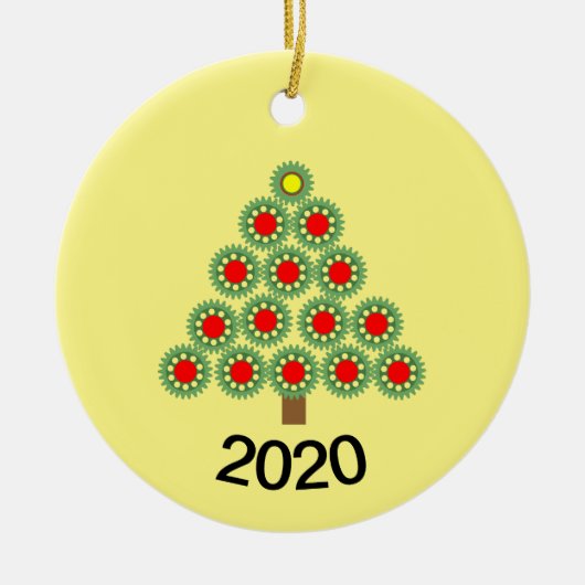 Mechanische kerstboom keramisch ornament (Voorkant)