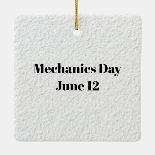 Mechanische kerstversiering met auto keramisch ornament (Achterkant)