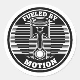 Mechanische kinetische zuiger cirkelvormig merktek ronde sticker