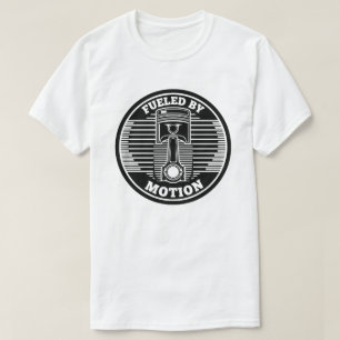 Mechanische kinetische zuiger cirkelvormig merktek t-shirt