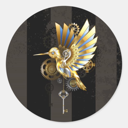 Mechanische kolibrie ronde sticker (Voorkant)
