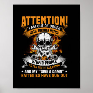 Mechanische Kunst Attentie Ik Werking Niet Poster