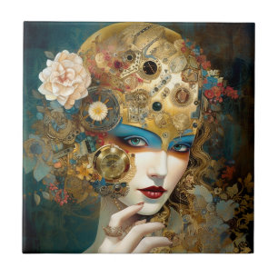 Mechanische Lady Robotic Fantasy Sci-Fi Tegeltje