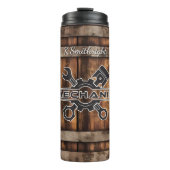 Mechanische Logo houten vat rustiek Thermosbeker (Voorkant)