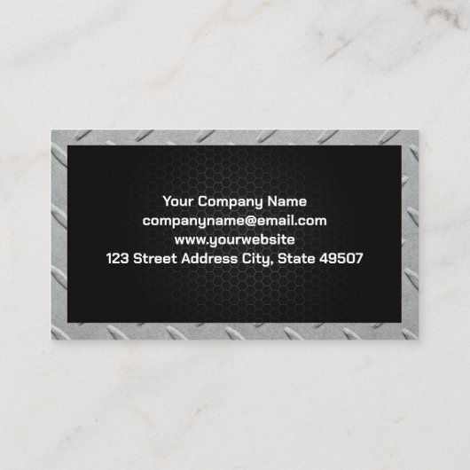 Mechanische Logo | Metaalzuilen Visitekaartje (Achterkant)