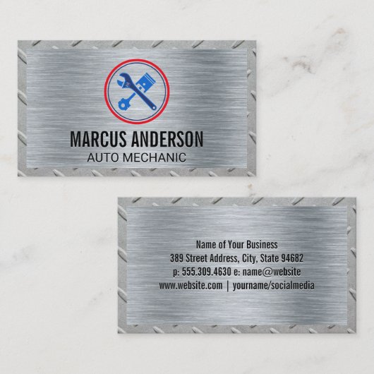 Mechanische Logo | Moersleutel en gier Visitekaartje (Voorkant / Achterkant)