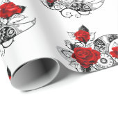 Mechanische Maan met Rode Rozen Cadeaupapier (Rol Hoek)