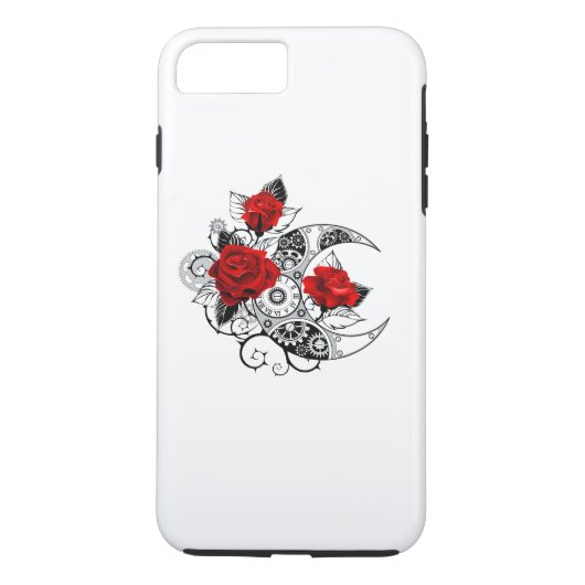 Mechanische Maan met Rode Rozen Case-Mate iPhone Case (Achterkant)