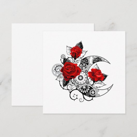 Mechanische Maan met Rode Rozen Menu (Voorkant / Achterkant)