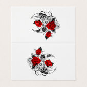 Mechanische Maan met Rode Rozen Visitekaartje (Buitenkant ongevouwen)