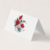 Mechanische Maan met Rode Rozen Visitekaartje (Achterkant)