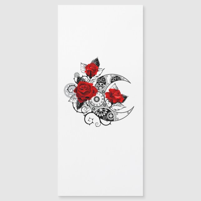 Mechanische maansikkel met rode rozen (Voorkant)