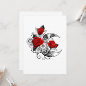Mechanische maansikkel met rode rozen kaart (Voorkant / Achterkant in situ)