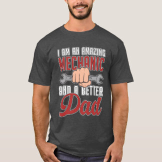 Mechanische mannen vader auto monteur retro t-shirt