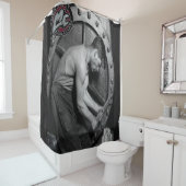 Mechanische mannen zwarte douchegordijn (In situ)