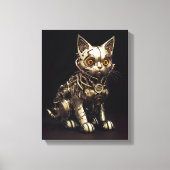Mechanische Miauw: Een Steampunk Metal Cat Canvas Afdruk (Voorkant)