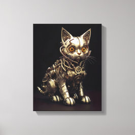 Mechanische Miauw: Een Steampunk Metal Cat Canvas Afdruk