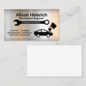 mechanische moersleutel | Auto krijgt olie | Metal Visitekaartje (Voorkant / Achterkant)