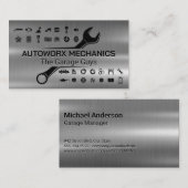 Mechanische moersleutel | Autodiensten | Metallisc Visitekaartje (Voorkant / Achterkant)