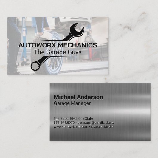 mechanische moersleutel | Automatisch winkelen Visitekaartje (Voorkant / Achterkant)