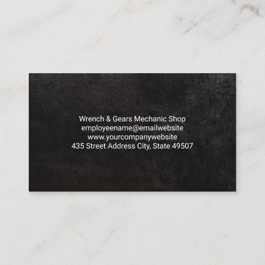 Mechanische moersleutel Logo | Auto-service Visitekaartje (Achterkant)