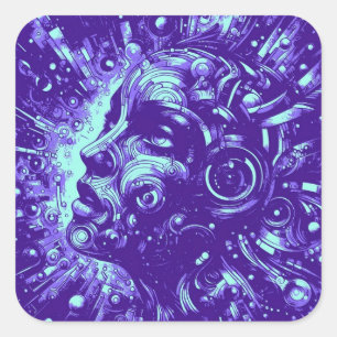 Mechanische Muze Paarse Cyberpunk Sticker