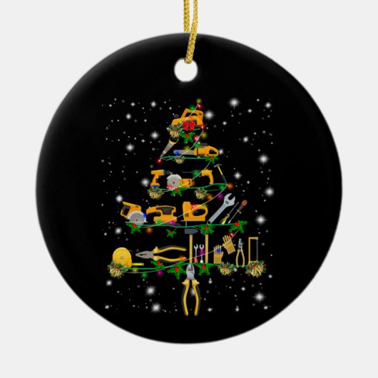 Mechanische overs | Mechanische kerstboom Keramisch Ornament (Voorkant)