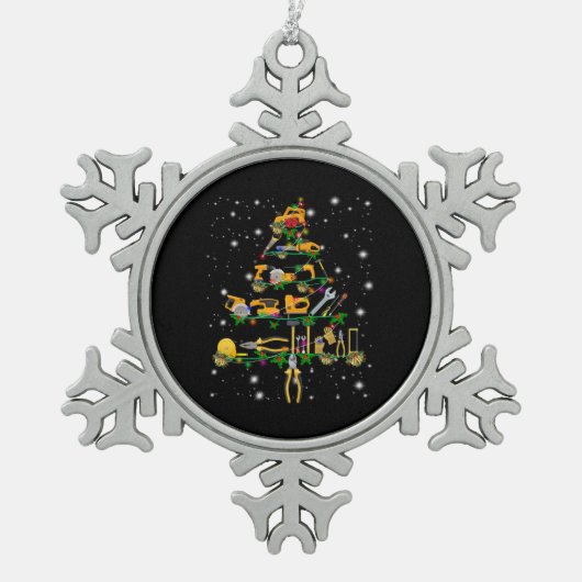 Mechanische overs | Mechanische kerstboom Tin Sneeuwvlok Ornament (Voorkant)