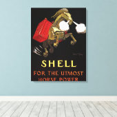 Mechanische paarden met Shell Oil Canvas Afdruk (Insitu (Houten vloer))