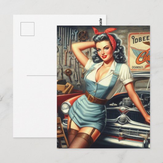  Mechanische Pin Up Briefkaart (Voorkant / Achterkant)