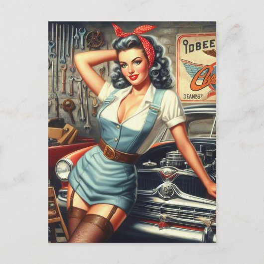  Mechanische Pin Up Briefkaart (Voorkant)