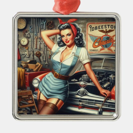 Mechanische Pin Up Metalen Ornament (Voorkant)