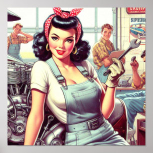  Mechanische Pin-up Poster