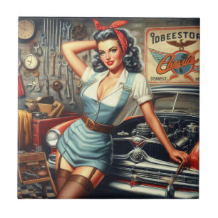  Mechanische Pin Up Tegeltje