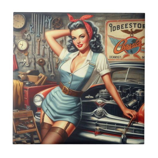  Mechanische Pin Up Tegeltje (Voorkant)